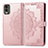 Coque Portefeuille Motif Fantaisie Livre Cuir Etui Clapet pour Nokia C210 Or Rose