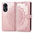 Coque Portefeuille Motif Fantaisie Livre Cuir Etui Clapet pour Oppo A18 Or Rose