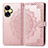 Coque Portefeuille Motif Fantaisie Livre Cuir Etui Clapet pour Realme C55 Or Rose