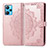 Coque Portefeuille Motif Fantaisie Livre Cuir Etui Clapet pour Realme Q5 5G Or Rose