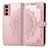 Coque Portefeuille Motif Fantaisie Livre Cuir Etui Clapet pour Samsung Galaxy F13 4G Or Rose