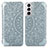 Coque Portefeuille Motif Fantaisie Livre Cuir Etui Clapet pour Samsung Galaxy S21 5G Gris