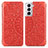 Coque Portefeuille Motif Fantaisie Livre Cuir Etui Clapet pour Samsung Galaxy S21 5G Rouge