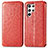 Coque Portefeuille Motif Fantaisie Livre Cuir Etui Clapet pour Samsung Galaxy S21 Ultra 5G Rouge