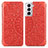 Coque Portefeuille Motif Fantaisie Livre Cuir Etui Clapet pour Samsung Galaxy S22 Plus 5G Rouge