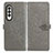 Coque Portefeuille Motif Fantaisie Livre Cuir Etui Clapet pour Samsung Galaxy Z Fold3 5G Gris