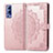 Coque Portefeuille Motif Fantaisie Livre Cuir Etui Clapet pour Vivo Y52 5G Or Rose