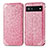 Coque Portefeuille Motif Fantaisie Livre Cuir Etui Clapet S01D pour Google Pixel 6a 5G Or Rose