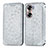 Coque Portefeuille Motif Fantaisie Livre Cuir Etui Clapet S01D pour Huawei Honor 60 5G Argent