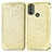 Coque Portefeuille Motif Fantaisie Livre Cuir Etui Clapet S01D pour Motorola Moto E20 Or