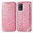 Coque Portefeuille Motif Fantaisie Livre Cuir Etui Clapet S01D pour Realme Q3 5G Or Rose