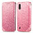 Coque Portefeuille Motif Fantaisie Livre Cuir Etui Clapet S01D pour Samsung Galaxy A01 SM-A015 Or Rose