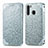 Coque Portefeuille Motif Fantaisie Livre Cuir Etui Clapet S01D pour Samsung Galaxy A21 Argent