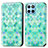 Coque Portefeuille Motif Fantaisie Livre Cuir Etui Clapet S02D pour Huawei Honor X6S Vert