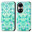 Coque Portefeuille Motif Fantaisie Livre Cuir Etui Clapet S02D pour Huawei P50 Vert