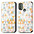 Coque Portefeuille Motif Fantaisie Livre Cuir Etui Clapet S02D pour Motorola Moto E20 Blanc