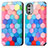 Coque Portefeuille Motif Fantaisie Livre Cuir Etui Clapet S02D pour Motorola Moto E32 Colorful