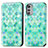 Coque Portefeuille Motif Fantaisie Livre Cuir Etui Clapet S02D pour Motorola Moto E32 Vert