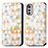 Coque Portefeuille Motif Fantaisie Livre Cuir Etui Clapet S02D pour Motorola Moto E32s Blanc