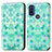 Coque Portefeuille Motif Fantaisie Livre Cuir Etui Clapet S02D pour Motorola Moto G Pure Vert