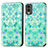 Coque Portefeuille Motif Fantaisie Livre Cuir Etui Clapet S02D pour Nokia C32 Vert