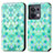 Coque Portefeuille Motif Fantaisie Livre Cuir Etui Clapet S02D pour Oppo Reno9 Pro 5G Vert