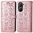 Coque Portefeuille Motif Fantaisie Livre Cuir Etui Clapet S03D pour Asus Zenfone 9 Or Rose