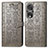 Coque Portefeuille Motif Fantaisie Livre Cuir Etui Clapet S03D pour Huawei Honor 80 Pro Flat 5G Gris