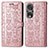 Coque Portefeuille Motif Fantaisie Livre Cuir Etui Clapet S03D pour Huawei Honor 80 Pro Flat 5G Or Rose