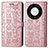 Coque Portefeuille Motif Fantaisie Livre Cuir Etui Clapet S03D pour Huawei Honor Magic5 Lite 5G Or Rose