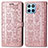 Coque Portefeuille Motif Fantaisie Livre Cuir Etui Clapet S03D pour Huawei Honor X6 5G Or Rose