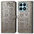 Coque Portefeuille Motif Fantaisie Livre Cuir Etui Clapet S03D pour Huawei Honor X8a 4G Gris