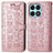 Coque Portefeuille Motif Fantaisie Livre Cuir Etui Clapet S03D pour Huawei Honor X8a 4G Or Rose