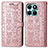 Coque Portefeuille Motif Fantaisie Livre Cuir Etui Clapet S03D pour Huawei Honor X8b Or Rose