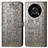 Coque Portefeuille Motif Fantaisie Livre Cuir Etui Clapet S03D pour Huawei Honor X9 5G Gris