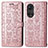 Coque Portefeuille Motif Fantaisie Livre Cuir Etui Clapet S03D pour Huawei Nova 9 Or Rose