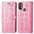 Coque Portefeuille Motif Fantaisie Livre Cuir Etui Clapet S03D pour Motorola Moto E20 Rose