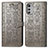 Coque Portefeuille Motif Fantaisie Livre Cuir Etui Clapet S03D pour Motorola Moto E32 Gris