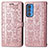 Coque Portefeuille Motif Fantaisie Livre Cuir Etui Clapet S03D pour Motorola Moto Edge S Pro 5G Or Rose