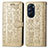 Coque Portefeuille Motif Fantaisie Livre Cuir Etui Clapet S03D pour Motorola Moto Edge X30 5G Or