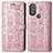 Coque Portefeuille Motif Fantaisie Livre Cuir Etui Clapet S03D pour Motorola Moto G Play (2023) Or Rose