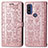 Coque Portefeuille Motif Fantaisie Livre Cuir Etui Clapet S03D pour Motorola Moto G Pure Or Rose