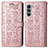 Coque Portefeuille Motif Fantaisie Livre Cuir Etui Clapet S03D pour Motorola Moto G200 5G Or Rose