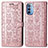 Coque Portefeuille Motif Fantaisie Livre Cuir Etui Clapet S03D pour Motorola Moto G41 Or Rose