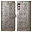 Coque Portefeuille Motif Fantaisie Livre Cuir Etui Clapet S03D pour Motorola Moto G42 Gris