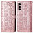 Coque Portefeuille Motif Fantaisie Livre Cuir Etui Clapet S03D pour Motorola Moto G42 Or Rose