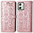 Coque Portefeuille Motif Fantaisie Livre Cuir Etui Clapet S03D pour Motorola Moto G54 5G Or Rose