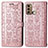 Coque Portefeuille Motif Fantaisie Livre Cuir Etui Clapet S03D pour Motorola Moto G60 Or Rose