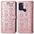 Coque Portefeuille Motif Fantaisie Livre Cuir Etui Clapet S03D pour Motorola Moto G60s Or Rose