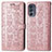 Coque Portefeuille Motif Fantaisie Livre Cuir Etui Clapet S03D pour Motorola Moto G62 5G Or Rose